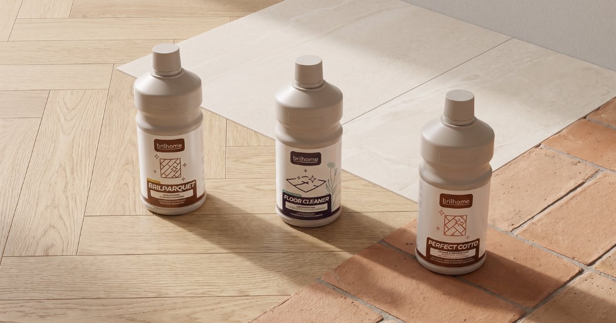 Detersivi pavimenti Brilhome: FLOOR CLEANER, BRILPARQUET e PERFECT COTTO di Chogan