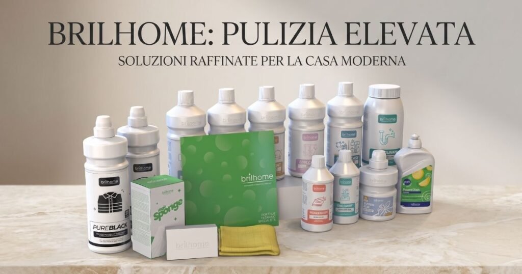 Linea Brilhome Chogan: flaconi dei detersivi superconcentrati per la pulizia della casa