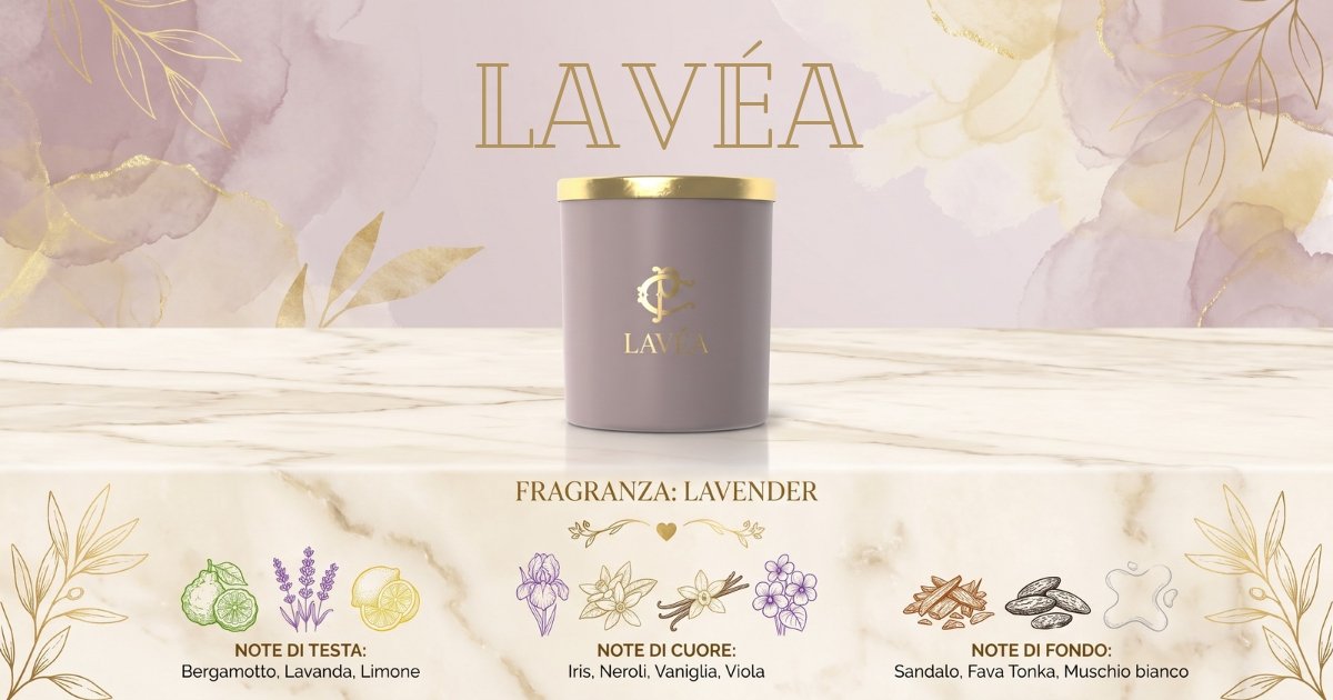 Candela profumata LAVÉA Chogan Cooperativa Profumieri, fragranza Lavender